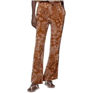 Zara Womens Paisley  Print  Wide Leg Flowy Back Elastic Pants Size XL